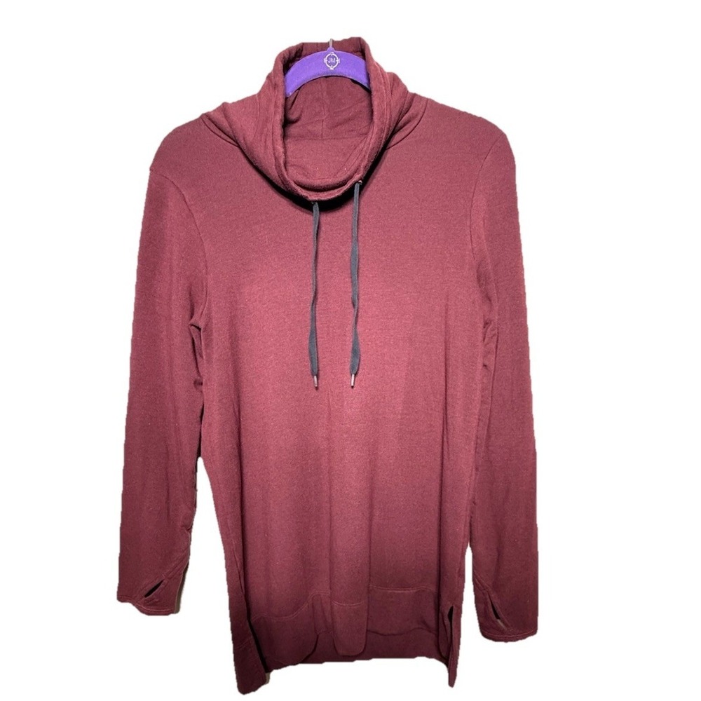 Cuddl Duds UltraCozy Cowl Neck Sweatshirt Burgundy Women's Small Soft Stretch